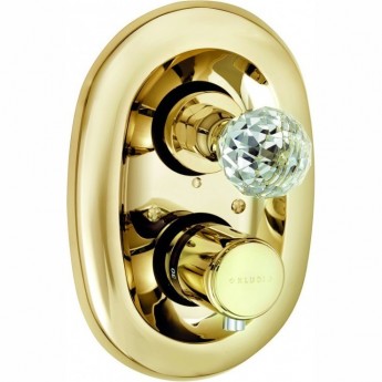 Термостат для душа KLUDI ADLON 5172045G4 встраиваемый на 1 потребителя внешняя часть ручка хрусталь позолоченный 23 кар Термостат для душа KLUDI ADLON 5172045G4 встраиваемый на 1 потребителя внешняя часть ручка хрусталь позолоченный 23 кар