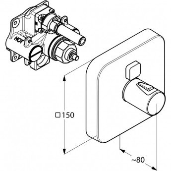 Термостат для душа KLUDI PUSH 388010538 встраиваемый на 1 потребителя внешняя часть